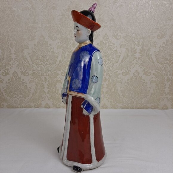 Vintage Porcelain Chinese Boy Statue Traditional Clothing Hand Painted - Picture 5 of 14